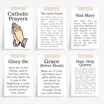 Preview of CATHOLIC PRAYER CARDS for Kids | Catholic Church Activity