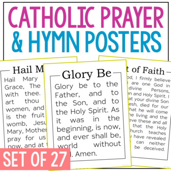 Preview of CATHOLIC PRAYERS and HYMNS Posters | Catholic Church Bulletin Board Activity