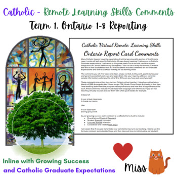 Preview of CATHOLIC REMOTE LEARNING - Ontario Learning Skills Comments - DISTANCE LEARNING