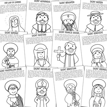 CATHOLIC SAINTS Biography Coloring Pages and Posters | TpT