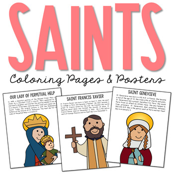 Preview of CATHOLIC SAINTS Biography Coloring Pages and Posters