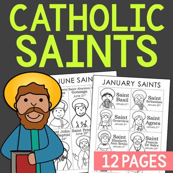 Preview of CATHOLIC SAINTS Coloring Pages | Feast Day Bulletin Board | Church Activity