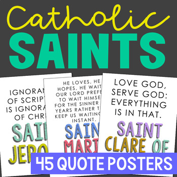 Preview of CATHOLIC SAINTS Quote Posters for Teens | Church Bulletin Board Activity