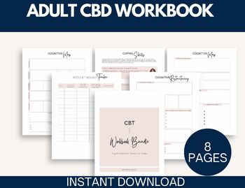 Preview of CBT Adult Teen Workbook, Cognitive Behavior Therapy,Worksheets and Psychoeducati