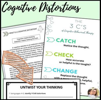 Preview of CBT Cognitive Distortions Therapy Teen Adult Social Emotional Summer Activities