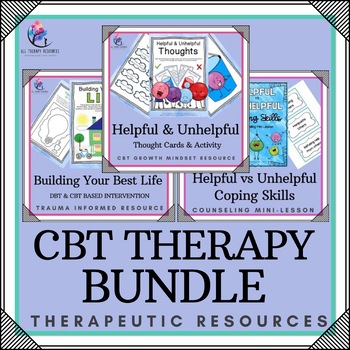 Preview of CBT THERAPY COUNSELING BUNDLE - 18 Cognitive Behavioral Therapy Workbook Lessons