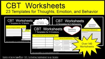 Preview of CBT Printable & Interactive DIGITAL WORKBOOKS_ Zoom Therapy Tools_ (140 pgs.)