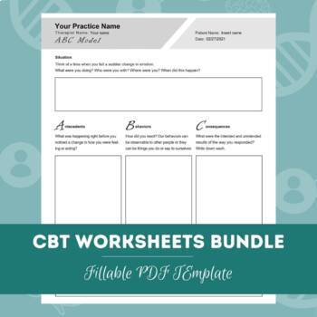 Preview of CBT Worksheets Bundle | Editable / Fillable / Printable PDF Templates