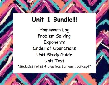 Preview of CC 6th grade math Unit BUNDLE: Problem Solving, Exponents & Order of Operation