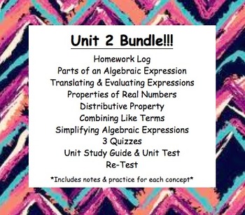 Preview of CC 6th grade Math Unit BUNDLE: Algebraic Expressions & Properties of Real Num.