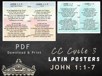 Preview of CC Cycle 3 Latin John 1:1-7 English Vulgate and Latin Printable Posters