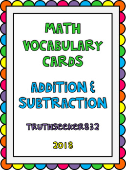 Preview of Illustrated Math Vocabulary Cards - Addition and Subtraction