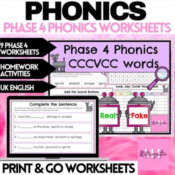 Preview of CCCVCC Words Phonics Phase 4 Worksheets