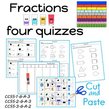 Download Fractions Quiz (four quizzes) by Sailing Through the Common Core