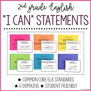 Common Core Ela I Can Statements 2nd Grade By Elem Classroom 