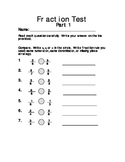 CCSS 3rd grade fractions test- compare, order, equivalent 