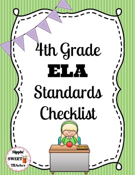 Preview of 4th grade ELA standards checklist (Common Core)