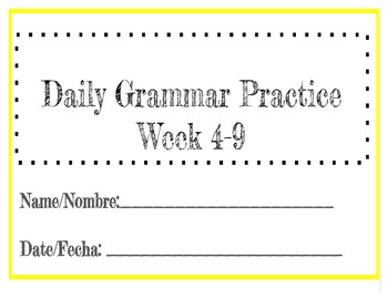 Preview of CCSS- 5 Week Daily Grammar Week 4-9 REVIEW PRINTABLES-INDEPENDENT LEARNING WORK