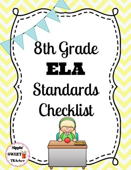 Preview of 8th Grade ELA Standards Checklist (Common Core)