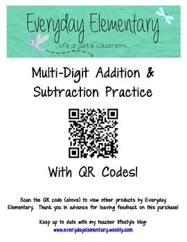 Preview of Engaging Addition and Subtraction Practice with iPads, QR Codes - CCSS Aligned!
