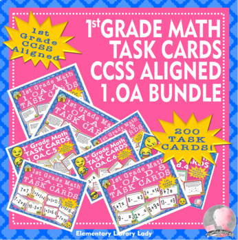 Preview of CCSS Aligned 1.OA #1-8 Math Task Cards BUNDLE - 200 Task Cards