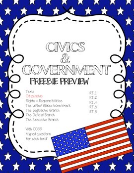 Preview of CCSS Aligned Close Reading Freebie: Citizenship