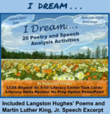 CCSS Aligned “I Dream” Poetry and Speech Analysis Activities