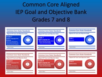 Preview of CCSS Aligned IEP Goal and Objective Bank Grades 7 and 8