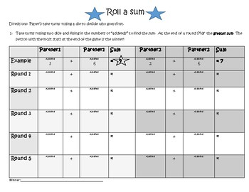 Preview of CCSS BILINGUAL MATH- ROLL A SUM