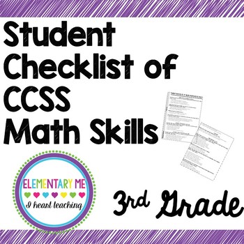 Preview of 3rd Grade Math Skills Checklist CCSS Common Core