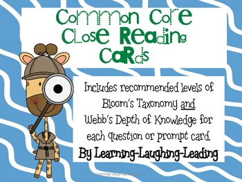Preview of CCSS Close Reading Cards with Bloom's and DOK