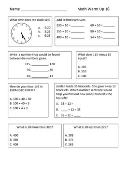 Common Core Daily Math Warm Ups - 2nd Grade January | TpT