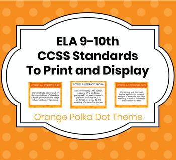 Preview of CCSS ELA Common Core Standards to Print-and-Go! - Orange Polka Dot Theme