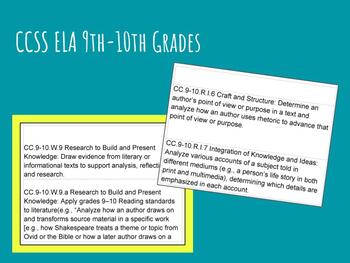 Preview of CCSS ELA Grades 9-10