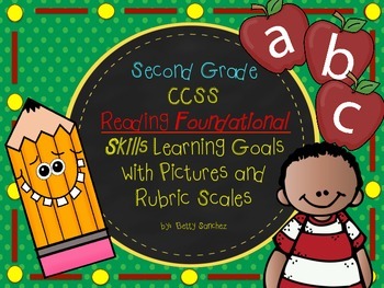Preview of CCSS ELA (RF) Goals with Graphics and Rubrics for Gr 2