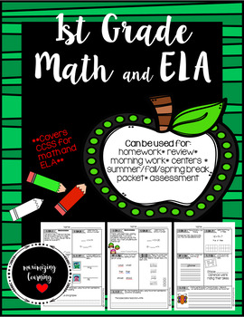 Preview of CCSS- First Grade Math and ELA Review Packet