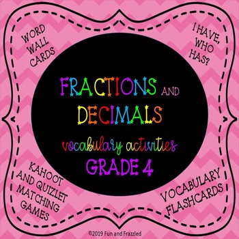 Preview of NO PREP Math Game= Gr 4 'I Have, Who Has?' Fractions and Decimals & Flashcards