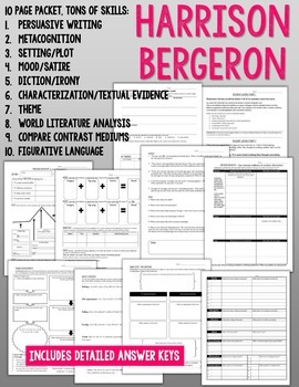 Preview of 10 "Harrison Bergeron" CCSS Skills Pages