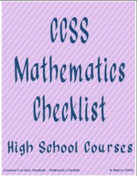 Preview of CCSS High School Mathematics Curriculum Checklist (Quarters)