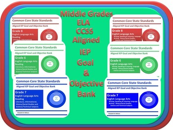 iep slps ccss objective goal teachers bank language arts grades