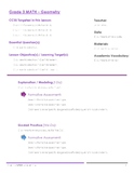 CCSS Lesson Plan Template - 3rd Grade MATH - Geometry