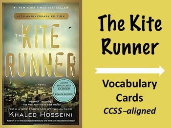 Preview of Kite Runner Vocabulary Cards--vocabulary words, flashcards & games, CCSS