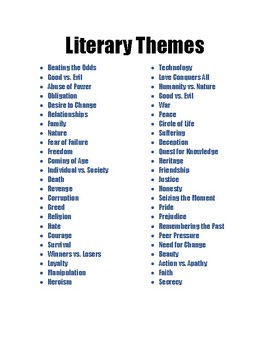 list of possible themes in literature