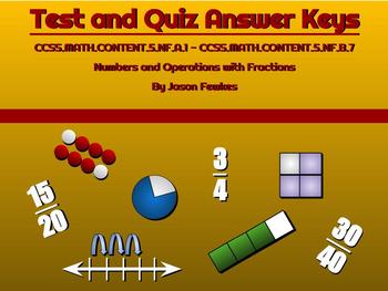Preview of CCSS.MATH.CONTENT.5.NF.A.1-CCSS.MATH.CONTENT.5.NF.B.7 Test & Quiz Answer Keys