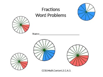 Preview of CCSS.Math.Content.2.G.A.3 Visual Representation of Fractions Reading Problem