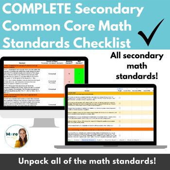 Preview of CCSS Math Standards Breakdown for Middle and High School