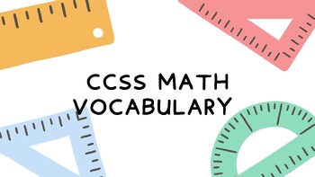 Preview of CCSS Math Vocabulary for Elementary Aged Students - Slides/Posters