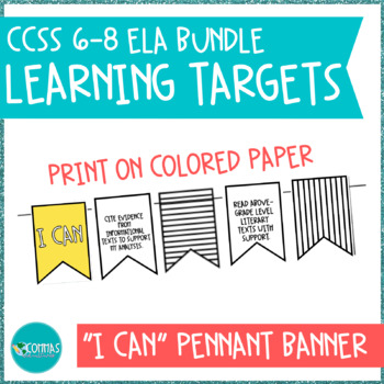 Preview of CCSS Middle School ELA Standards | I Can Learning Targets Banner BUNDLE