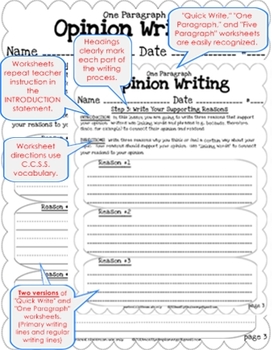 Opinion Writing Unit - CCSS Anchor Charts & Generic Topic Writing Templates