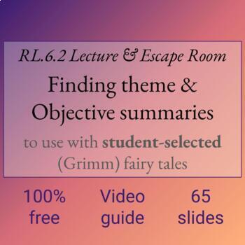 Preview of CCSS RL.6.2: Finding theme & Objective summaries w/ Ss-selected fairy tales